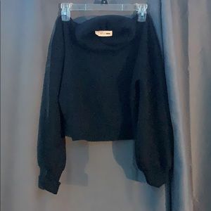 Black turtle neck crop top
